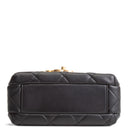 CH Pearl Logo Lambskin Flap Bag - Black
