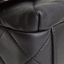 CH Pearl Logo Lambskin Flap Bag - Black