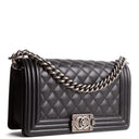 CH Boy Bag Medium Quilted Caviar - Black