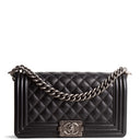 CH Boy Bag Medium Quilted Caviar - Black