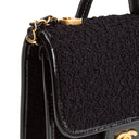 CH Tweed Top Handle School Memory Flap Bag - Black