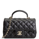 CH Quilted Lambskin Rectangular Flap Top Handle Mini - Black