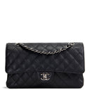 CH Classic Caviar Medium Double Flap - Black