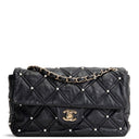 CH CC Flap Pearl Studded Quilted Lambskin - Black