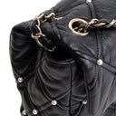 CH CC Flap Pearl Studded Quilted Lambskin - Black