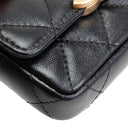 CH CC Flap Card Holder Belt Bag Lacquered Metal w/ Quilted Lambskin