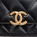 CH CC Flap Card Holder Belt Bag Lacquered Metal w/ Quilted Lambskin