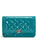 CH Patent Boy Wallet On Chain - Turquoise