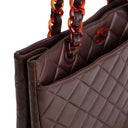 CH Vintage Lambskin Quilted CC Bakelite Turnlock Tote - Brown